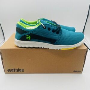 Etnies Scout Teal Black Mesh Lightweight Skate Shoes Mens 7 Womens 8.5 Skater